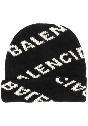 Balenciaga knitted logo beanie - Black