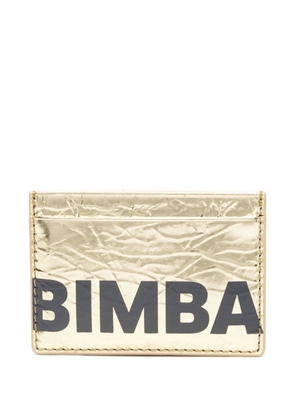 Bimba y Lola logo-print leather card holder - Gold