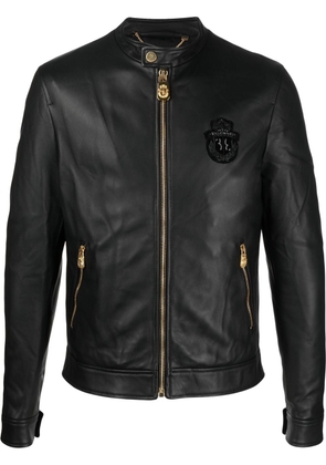 Billionaire leather fitted jacket - Black