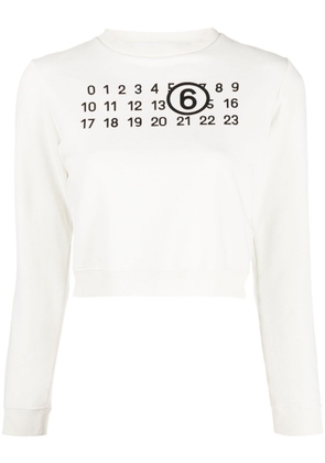 MM6 Maison Margiela numbers-motif cropped sweatshirt - White