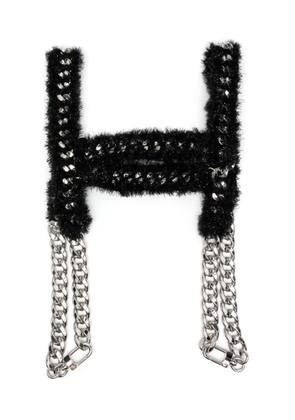 Noir Kei Ninomiya curb-chain appliqué-detail harness top - Black