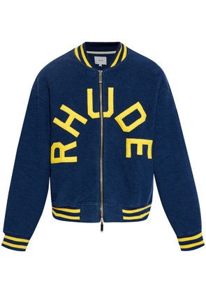 RHUDE logo-appliqué terry varsity jacket - Blue