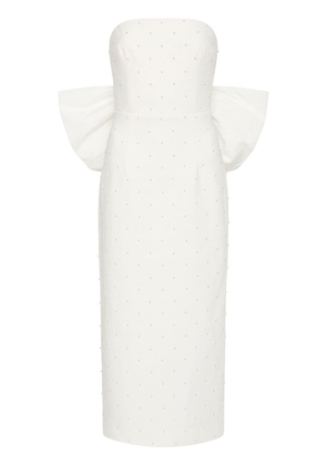Rebecca Vallance Perle bow midi dress - White