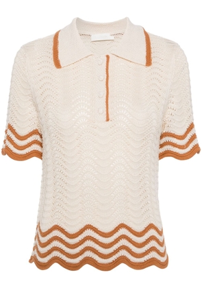 ZIMMERMANN Junie cotton knitted top - Neutrals