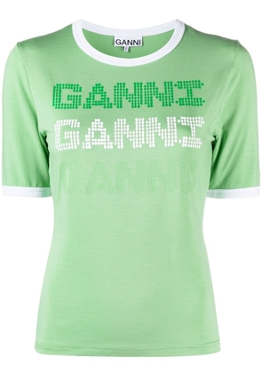 GANNI logo-print short-sleeved T-shirt - Green