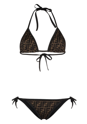 FENDI FF-print triangle bikini - Brown