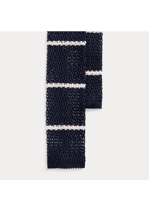Embroidered Striped Knit Tie
