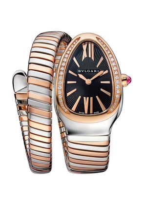 Bvlgari Rose Gold, Stainless Steel And Diamond Serpenti Tubogas Watch 35Mm