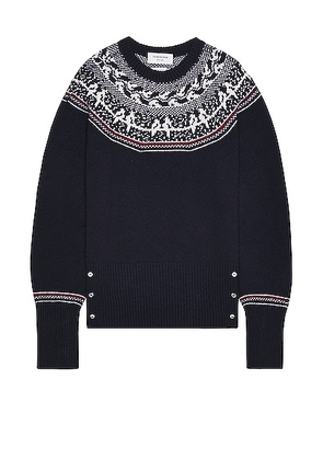 Thom Browne Icelandic Fair Isle Pullover in Navy - Navy. Size 2 (also in ).