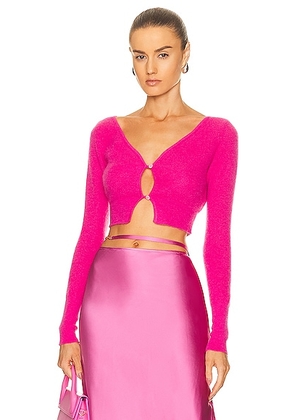 JACQUEMUS Le Cardigan Alzou in Pink - Fuchsia. Size 40 (also in ).