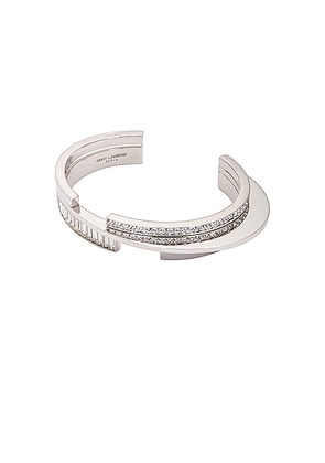 Saint Laurent Strass Bracelet in Palladium & Crystal - Metallic Silver. Size L (also in ).