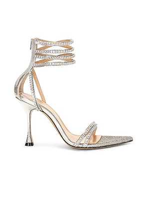 MACH & MACH Gaia Crystal Trimmed Pointed Toe Sandal in Silver - Metallic Silver. Size 38 (also in ).