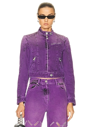 VERSACE Denim Jacket in Black & Dark Orchid - Purple. Size 38 (also in ).