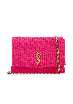 Saint Laurent Kate Rafia Shoulder Bag in Pink Glow - Pink. Size all.