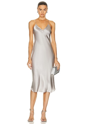 NILI LOTAN Midi Cami Dress in STORM GREY - Light Grey. Size S (also in ).