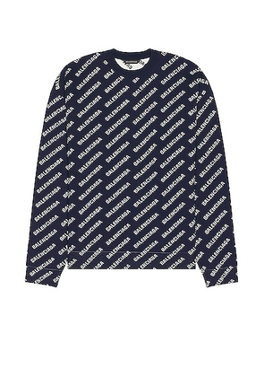 Balenciaga All Over Sweater in Navy & White - Navy. Size L (also in M, S, XL/1X).
