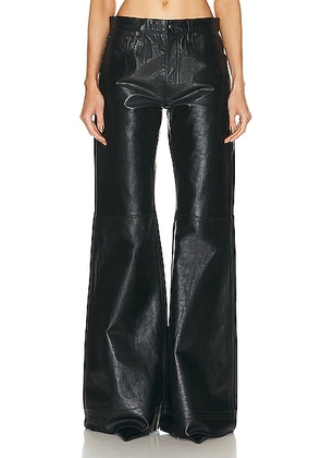 R13 Janet Relaxed Flair Leather Pant in Shiny Black - Black. Size 24 (also in 28).