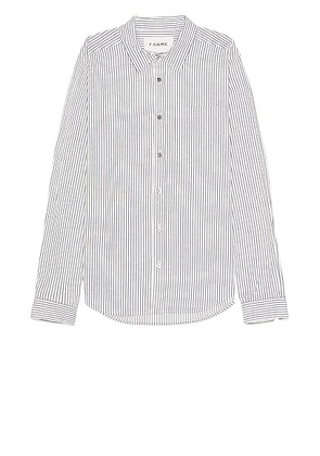 FRAME Classic Shirt in Stripe - White. Size M (also in XL/1X).