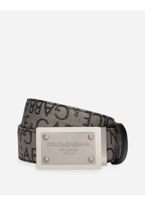 Dolce & Gabbana Coated Jacquard Belt With Logo Tag - Man Belts Black Fabric 95