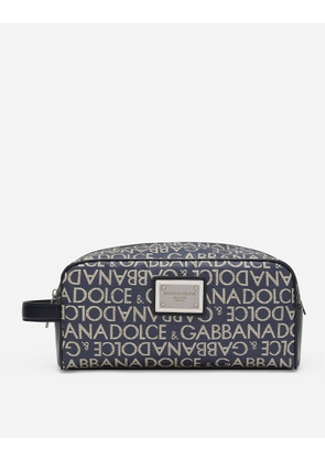 Dolce & Gabbana Coated Jacquard Toiletry Bag - Man Briefcase And Clutches Blue Fabric Onesize