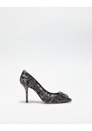 Dolce & Gabbana Lurex Lace Rainbow Pumps With Brooch Detailing - Woman Pumps And Slingback Grey 36
