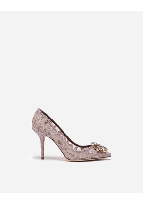 Dolce & Gabbana Lace Rainbow Pumps With Brooch Detailing - Woman Pumps And Slingback Blush Lace 41
