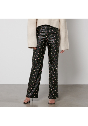 Rotate Birger Christensen Printed Faux Leather Straight-Leg Trousers - DK 44/UK 16