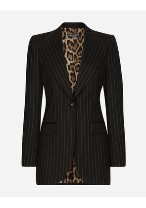Dolce & Gabbana Single-breasted Pinstripe Wool Turlington Jacket - Woman Coats And Jackets Multicolor 46