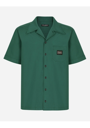 Dolce & Gabbana Cotton Hawaiian Shirt With Branded Tag - Man Shirts Green Cotton 39