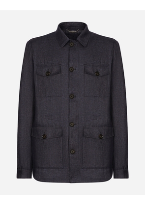 Dolce & Gabbana Linen Safari Jacket - Man Coats And Jackets Blue 46