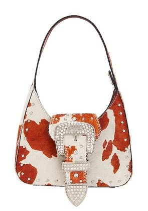 Moschino Jeans Buckle Shoulder Bag in Fantasy Print Brown - White,Tan. Size all.