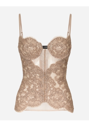 Dolce & Gabbana Lace And Tulle Lingerie Top - Woman Underwear Blush Lace 1