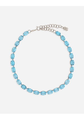 Dolce & Gabbana Anna Necklace In White Gold 18kt With Light Blue Topazes - Woman Necklaces White Gold Onesize