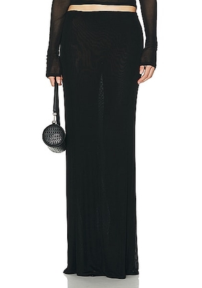 Helsa Sheer Knit Layered Maxi Skirt in Black - Black. Size M (also in ).