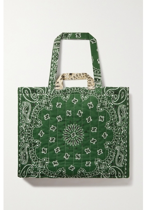 CALL IT BY YOUR NAME - Maxi Cabas Reversible Paisley-print Cotton-poplin Tote - Green - One size