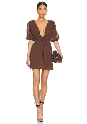 FAITHFULL THE BRAND Roma Mini Dress in Chocolate. Size XXL.