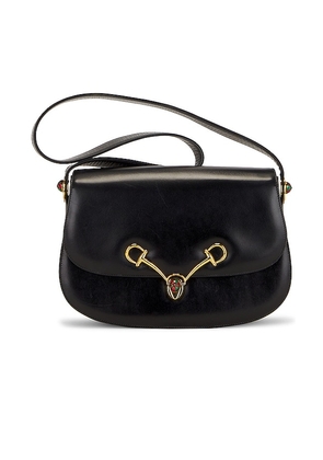 FWRD Renew Gucci Vintage Leather Horsebit Shoulder Bag in Black.