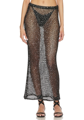 h:ours Manu Sequin Net Maxi Skirt in Black. Size S, XS.