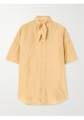 LEMAIRE - Pussy-bow Silk-habotai Shirt - Brown - FR34,FR36,FR38,FR40,FR42