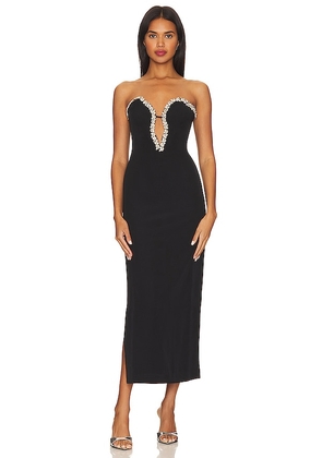 Bardot Eleni Diamante Midi Dress in Black. Size 4.