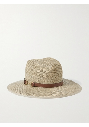 Gucci - Little Mors Leather-trimmed Straw Fedora - Neutrals - XL