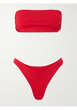 The Attico - Ruched Bandeau Bikini - Red - xx small,x small,small,medium,large,x large