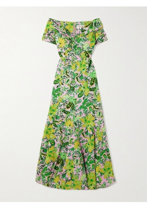 Diane von Furstenberg - Floral-print Cotton-blend Maxi Dress - Green - US0,US2,US4,US6,US8,US10,US12,US14