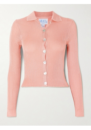 Calle Del Mar - Ribbed-knit Cardigan - Pink - x small,small,medium,large