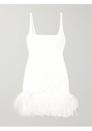 16ARLINGTON - Sior Feather-trimmed Crepe Mini Dress - White - UK 4,UK 6,UK 8,UK 10,UK 12,UK 14,UK 16