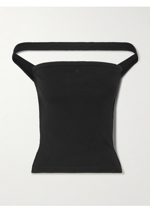 COURREGES - Hyperbole Off-the-shoulder Ribbed Stretch-cotton Jersey Top - Black - x small,small,medium,large,x large