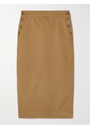 Max Mara - Cresta Cotton-twill Midi Skirt - Metallic - UK 2,UK 4,UK 6,UK 8,UK 10,UK 12,UK 14,UK 16,UK 18