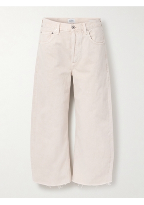 Citizens of Humanity - Ayla Cropped Frayed High-rise Barrel-leg Jeans - Off-white - 23,24,25,26,27,28,29,30,31,32