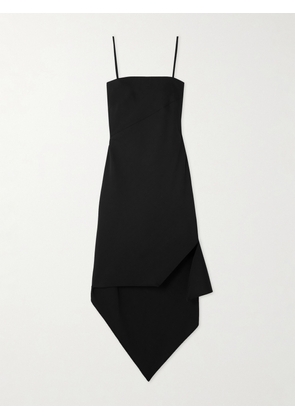 Helmut Lang - Asymmetric Zip-detailed Wool Midi Dress - Black - US2,US4,US6