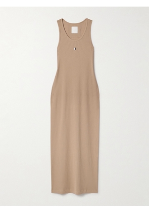 Givenchy - Embellished Ribbed Stretch-cotton Midi Dress - Neutrals - x small,small,medium,large,x large